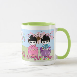 Niedliche japanische Puppen, Kirschblüten-Tasse Tasse