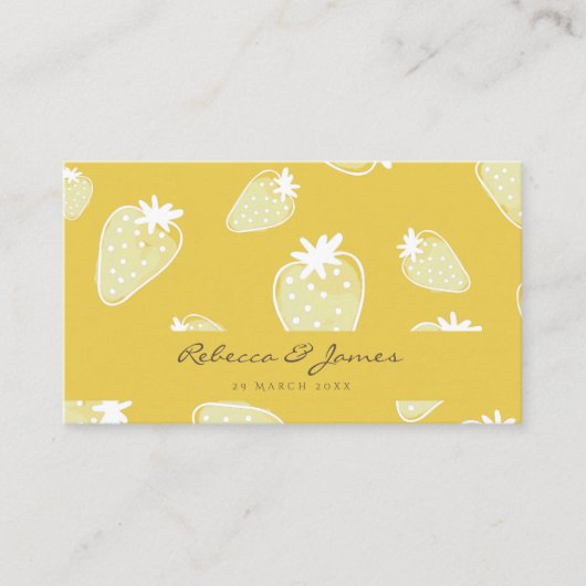 NIEDLICHE JELLOW WHITE WATERCOLOR STRAWBERRIES Hoc Visitenkarte (Vorderseite)