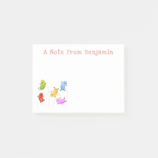 Niedliche Jellybohnen springen Cartoon Illustratio Post-it Klebezettel (Vorderseite)