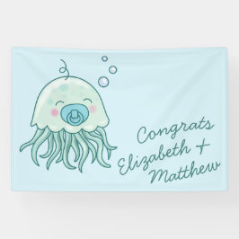 Niedliche Jellyfish Baby Dusche Kawaii Blue Boy Banner