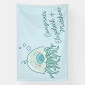 Niedliche Jellyfish Baby Dusche Kawaii Blue Boy Banner (Vertikal)