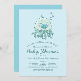 Niedliche Jellyfish Baby Dusche Kawaii Blue Boy Einladung