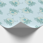 Niedliche Jellyfish Baby Dusche Kawaii Blue Boy Geschenkpapier (Ecke)