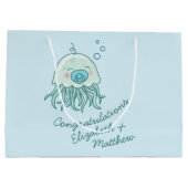 Niedliche Jellyfish Baby Dusche Kawaii Blue Boy Große Geschenktüte (Rückseite)