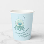 Niedliche Jellyfish Baby Dusche Kawaii Blue Boy Pappbecher (Rückseite)