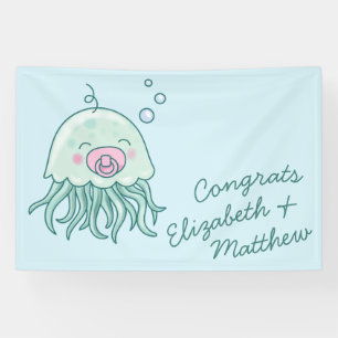 Niedliche Jellyfish Babydusche Kawaii Pink Girl Banner