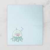Niedliche Jellyfish Babydusche Kawaii Pink Girl Platzkarte (Außenseite Aufgefaltet)