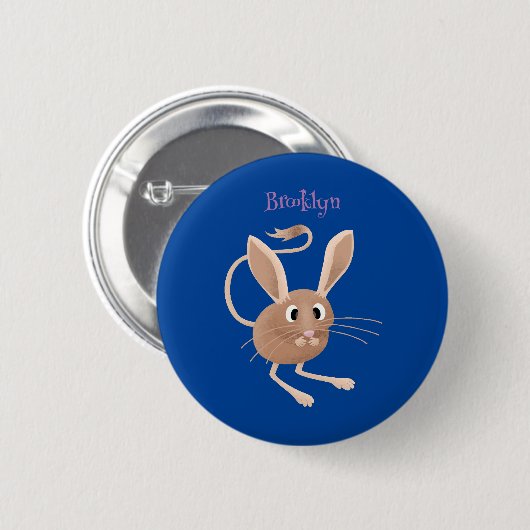 Niedliche Jerboa-Cartoon-Abbildung Button (Vorne & Hinten)