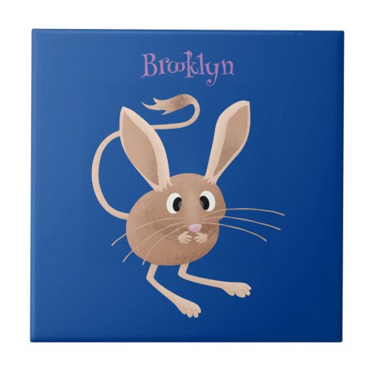Niedliche Jerboa-Cartoon-Abbildung Fliese (Vorderseite)