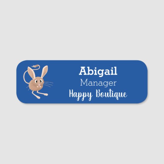Niedliche Jerboa-Cartoon-Abbildung Namensschild (Vorderseite)