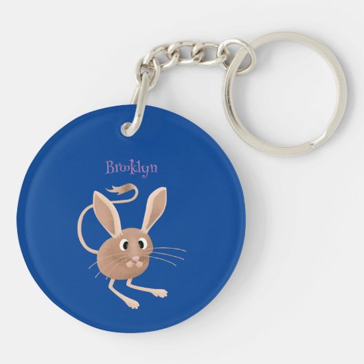 Niedliche Jerboa-Cartoon-Abbildung Schlüsselanhänger (Rückseite)