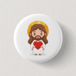 Niedliche Jesus-Christus-Illustration Button