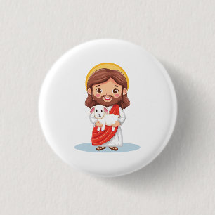 Niedliche Jesus-Christus-Illustration Button