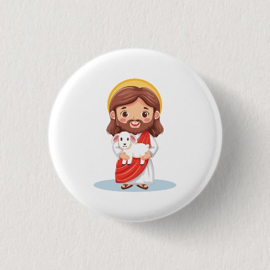 Niedliche Jesus-Christus-Illustration Button (Vorderseite)