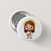 Niedliche Jesus-Christus-Illustration Button (Vorne & Hinten)