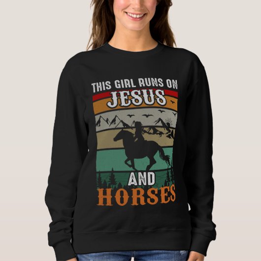 Niedliche Jesus Pferde Wortkunst Sweatshirt (Vorderseite)
