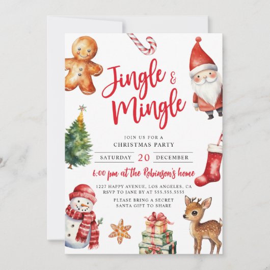 Niedliche Jingle & Mingle Kids Party Einladung (Vorderseite)