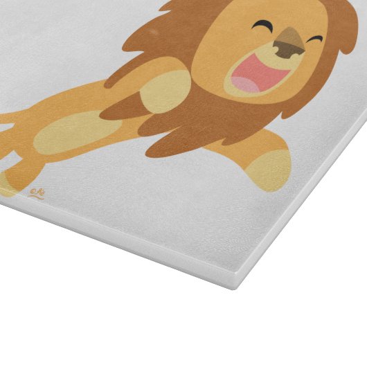 Niedliche Joyful Cartoon Lion Cutting Board Schneidebrett (Ecke)