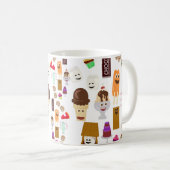 Niedliche Joyful Food Characters Cartoon Pattern Kaffeetasse (VorderseiteRechts)