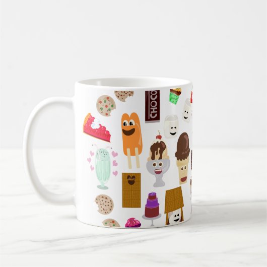 Niedliche Joyful Food Characters Cartoon Pattern Kaffeetasse (Links)