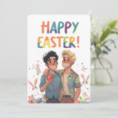 Niedliche Joyous Gay Gouple Ostercard Feiertagskarte (Stehend Vorderseite)