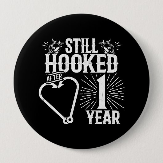 Niedliche Jubiläumspaare Verheiratet 1 Jahr Button (Vorderseite)