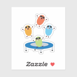 Niedliche Jumping Candy Boans mit Sonnenbrille Aufkleber