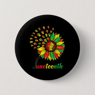 Niedliche Juneteenth Fist Sonnenblume Schwarzer Af Button