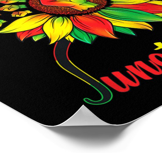 Niedliche Juneteenth Fist Sonnenblume Schwarzer Af Poster (Ecke)