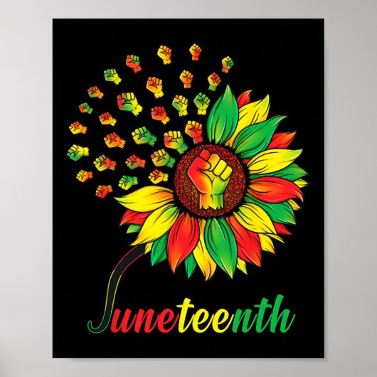 Niedliche Juneteenth Fist Sonnenblume Schwarzer Af Poster (Vorne)