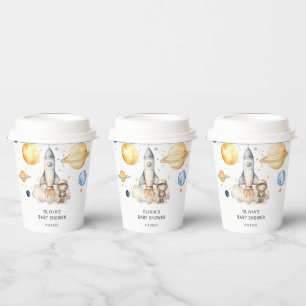 Niedliche Junge Astronaut Space Babydusche Pappbecher