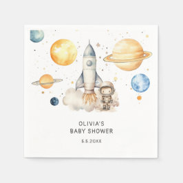 Niedliche Junge Astronaut Space Babydusche Serviette