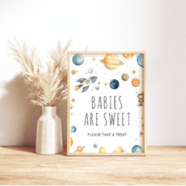 Niedliche junge Astronauten Weltraum Babys sind sü Poster