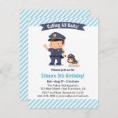 Niedliche Junge und Hundepolizei Geburtstagspartei Einladung (Vorne/Hinten)