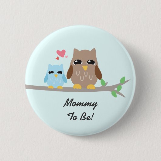 Niedliche Jungen-Baby-Duschen-Eule Button (Vorderseite)