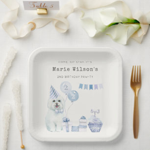 Niedliche Jungen Blaues Party Welpen Hund jeden Ge Pappteller