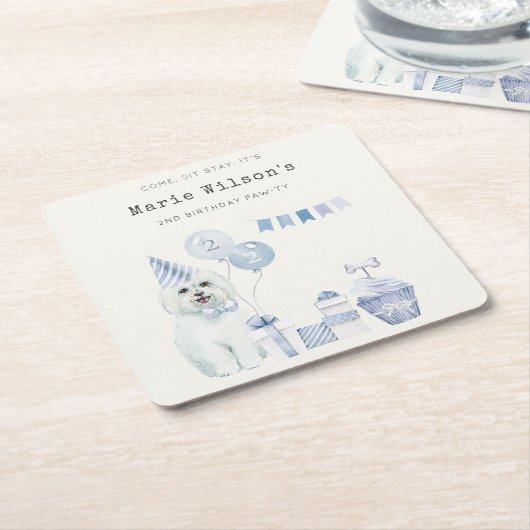 Niedliche Jungen Blaues Party Welpen Hund jeden Ge Rechteckiger Pappuntersetzer (angewinkelt)