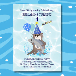 Niedliche Jungen Blaues Wasser Meer Otter Geburtst Einladung