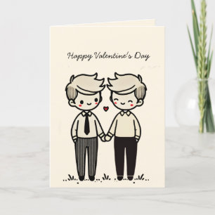 Niedliche Jungen Couple Happy Valentine's Day Feiertagskarte