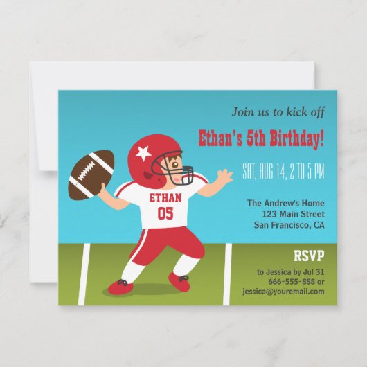 Niedliche Jungen-Fußball-Geburtstags-Party Einladung (Vorderseite)