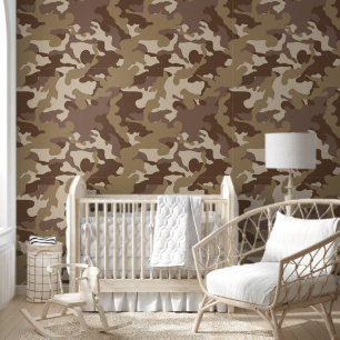 niedliche Jungen gekachelt Camouflage braunes Kind Tapete