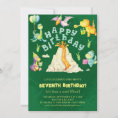 Niedliche Jungen Kinder Volcano Dinosaurier Geburt Einladung (Vorderseite)