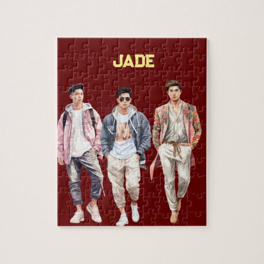 niedliche Jungen personalisierter Name Puzzle (Vertikal)