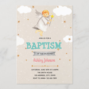 Niedliche Jungenengels-Taufeeinladung Einladung