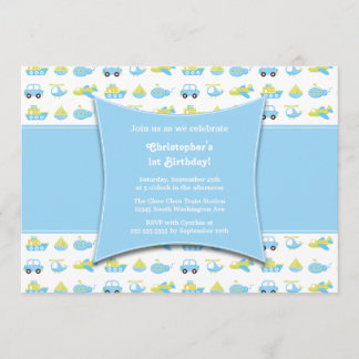 Niedliche Jungenreisezeit-Geburtstags-Party Einladung