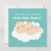 Niedliche Jungfrau-Zwillinge Babydusche Einladung (Vorderseite)