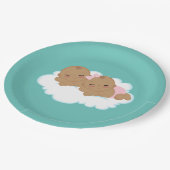 Niedliche Jungfrau-Zwillinge Babydusche Pappteller (Schrägansicht)