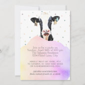 Niedliche Jungkühe Dritter Geburtstag Muster Zucht Einladung (Rückseite)