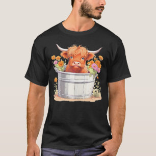 Niedliche Junglandkuh mit Blume Liebe Feder Pa T-Shirt