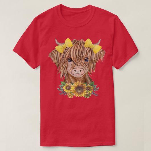Niedliche Junglandkuh mit Sonnenblumen Bauer T-Shirt (Design vorne)